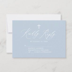 Dusty Blue White Kor Boy Baptism OSA kort