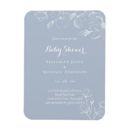 Dusty Blue White Magnolias Baby Shower Magnet