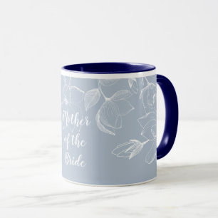 Dusty Blue White Magnolias Bröllop Mugg