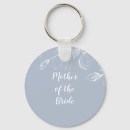 Dusty Blue White Magnolias Bröllop Nyckelring