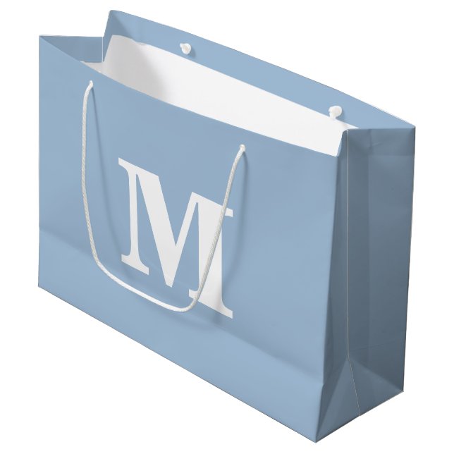 Dusty Blue & White Modern Brev Monogram (Framsidan Vinklad)