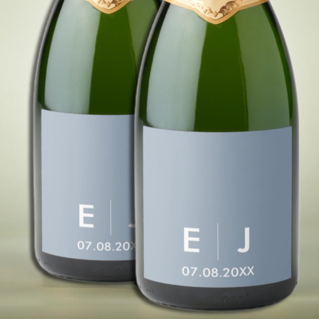 Dusty Blue & White Monogram Bröllop (Skapare uppladdad)