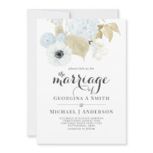 Dusty Blue White Navy Anemone BUDGET Bröllop