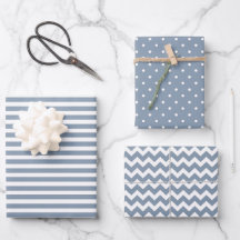 Dusty Blue & White Rand Polka Dot Chevron