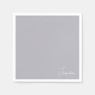 Dusty Blue White Script Namn Shower Cocktail Pappersservett