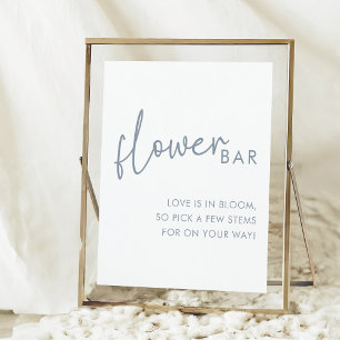 Dusty Blue & White Simple Möhippa Flower Pub Poster