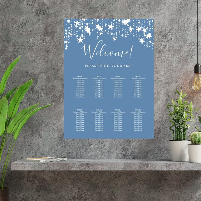 Dusty Blue white stars 9 sittande diagram Poster (Skapare uppladdad)