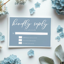 Dusty Blue White Typography Coastal Bröllop OSA Kort