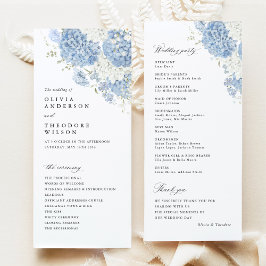 Dusty Blue White Watercolor Wedding Ceremony Program