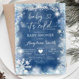 Dusty Blue & White Winter Baby Shower Inbjudan11 Inbjudningar