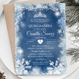 Dusty Blue & White Winter Quinceañera Inbjudan11 Inbjudningar