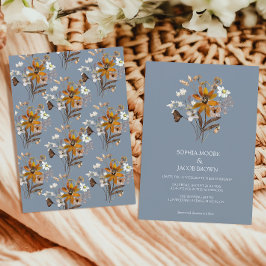 Dusty Blue WildblomBoho Fall Wedding Inbjudningar