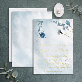 Dusty Blue Wildblomfoil Calligraphy Fine Art