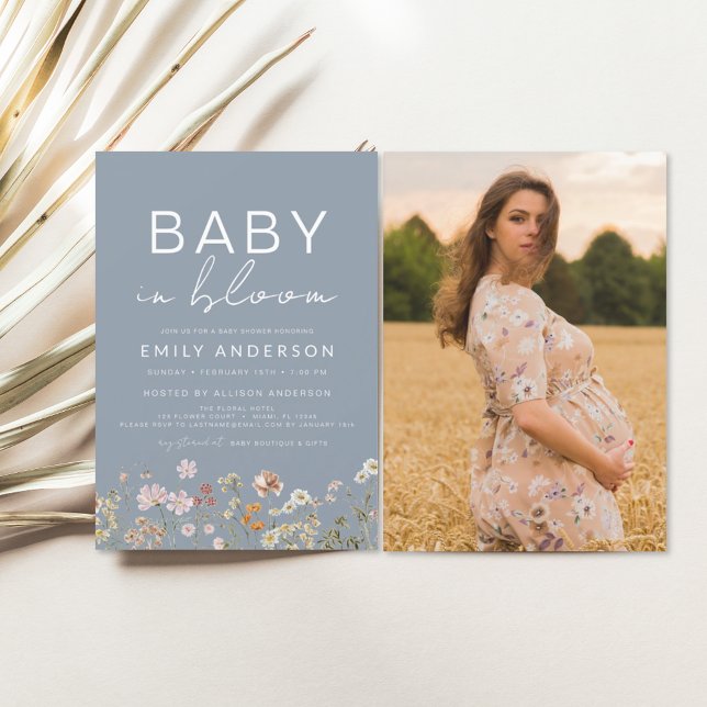 Dusty Blue Wildblomma Baby i Bloom Baby Shower (Skapare uppladdad)