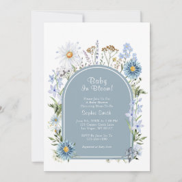 Dusty Blue Wildblomma Baby in Bloom Baby Shower Inbjudningar