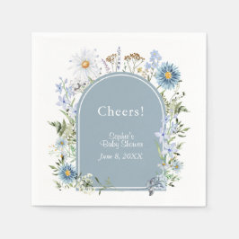 Dusty Blue Wildblomma Baby in Bloom Baby Shower Pappersservett