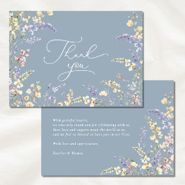 Dusty Blue Wildblomma Baby Shower Tack Kort