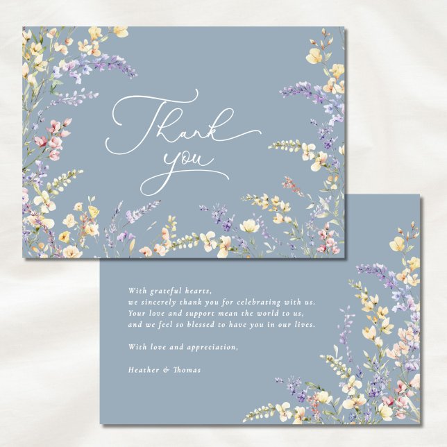Dusty Blue Wildblomma Baby Shower Tack Kort (Skapare uppladdad)