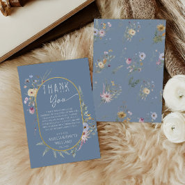 Dusty Blue Wildblomma Baby Shower Tack Kort