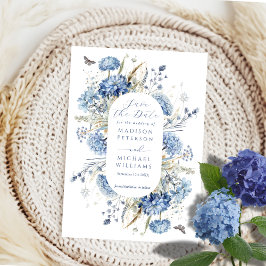 Dusty Blue Wildblomma & Butterfly Elegant bröllop Spara Datumet