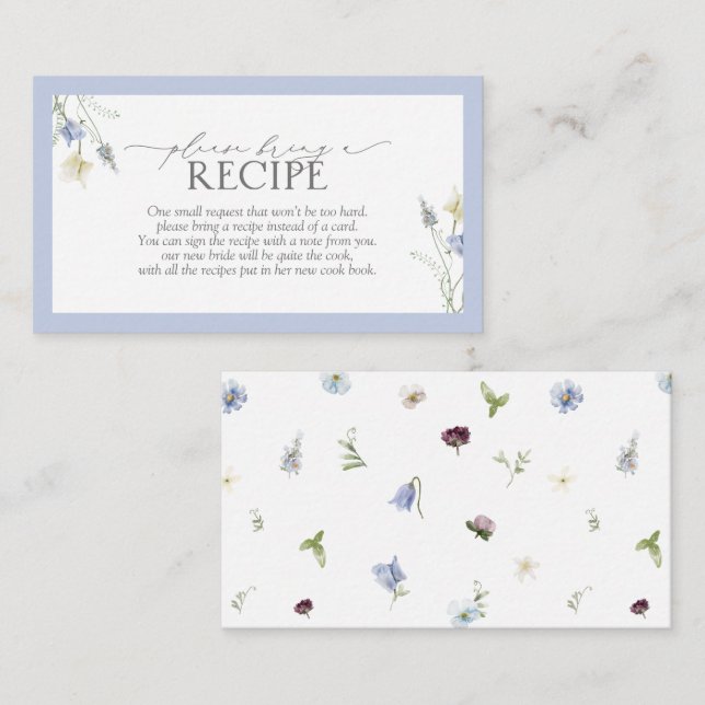 Dusty Blue Wildblomma Hämta ett recept Tilläggskort (Fram/baksida)