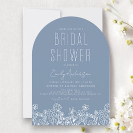 Dusty Blue Wildblomma Möhippa Elegant Inbjudningar