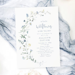 Dusty Blue Wildblomma Rustic Boho Baby Shower Inbjudningar