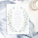 Dusty Blue Wildblomma Rustic Boho Bröllop monogram Inbjudningar<br><div class="desc">Elegant delikat vattenfärgsutandning av vildblomma ramar din händelseinformation med ett par monogram. Pastellpaletter av mjuk gult,  benvit,  grönt,  dammblått och botaniskt grönt,  enkelt och romantiskt. Bröllopapporter av Underbar blommigt för det moderna ryska bröllop,  trädgårdsbröllopet i land och boho bröllop i vår och sommar.</div>