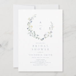 Dusty Blue Wildblomma Rustic Boho Möhippa Inbjudningar