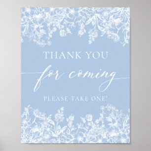 Dusty Blue Wildblomma Tack för kommande tecken Poster