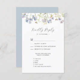 Dusty Blue Wildblomma Whimsical Modern Bröllop OSA Kort