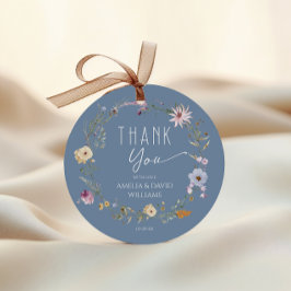 Dusty Blue WildblommBaby Shower Tack Gåvor Etiketter