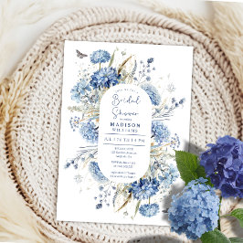 Dusty Blue WildblommBoho Chic Möhippa Inbjudningar