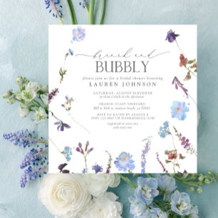 Dusty Blue WildblommBrunch & Bubly Shower Inbjudningar