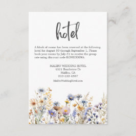 Dusty Blue Wildblomme Elegant bröllop Hotel Tilläggskort