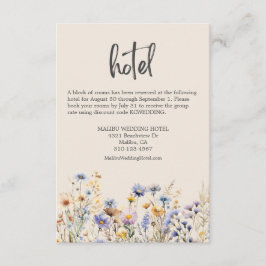 Dusty Blue WildblommElegant Beige Bröllop Hotel Tilläggskort