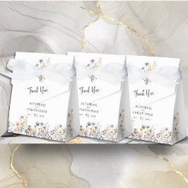 Dusty Blue Wildblommor BOHO Bröllop Tack Presentaskar