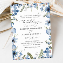 Dusty Blue Wildblommor Elegant bröllop