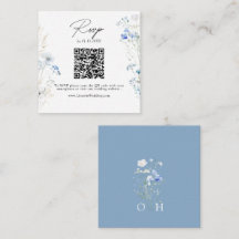Dusty Blue Wildblommor Monogram QR Code OSA