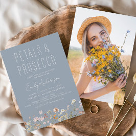 Dusty Blue WildblomPetals & Prosecco Photo Flygblad