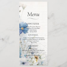 Dusty Blue Wildblomu Bröllop Menu