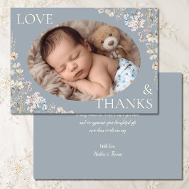 Dusty Blue Wildflower Baby Shower Photo Tack Kort