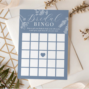 Dusty Blue Wildflower Bröllopsdusch Present Bingos Inbjudningar