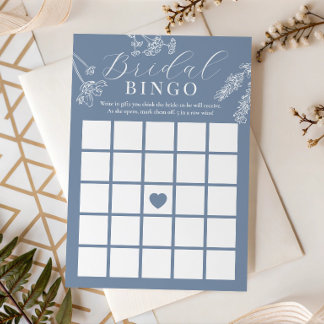 Dusty Blue Wildflower Bröllopsdusch Present Bingos Inbjudningar
