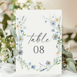 Dusty Blue Wildflower Floral Wedding Bordsnummer