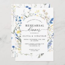 Dusty Blue WildFlowers Blommigt Rehearsal Dinner