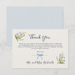 Dusty Blue Wildflowers Watercolor Typography Tack Kort