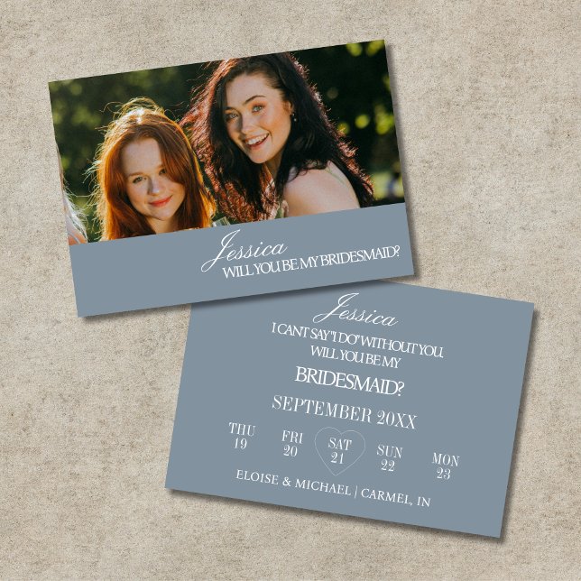 Dusty Blue Will You Be My Bridesmaid Proposal Card Inbjudningar (Dusty Blue Will You Be My Bridesmaid Proposal Card)
