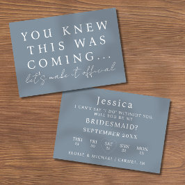 Dusty Blue Will You Be My Bridesmaid Proposal Card Inbjudningar