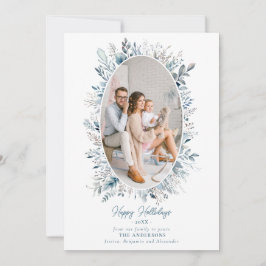 Dusty Blue Winter Foliage WANDERFOTO Chic Julkort